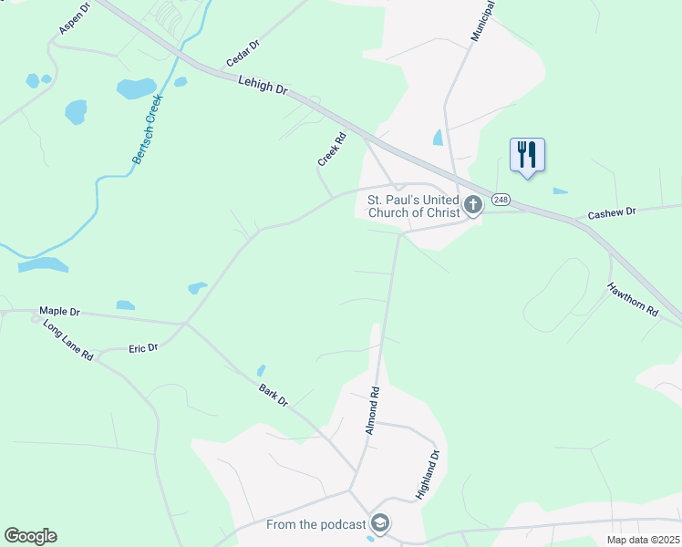 map of restaurants, bars, coffee shops, grocery stores, and more near 763 Almond Road in Walnutport