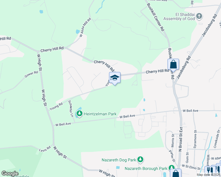 map of restaurants, bars, coffee shops, grocery stores, and more near in Nazareth