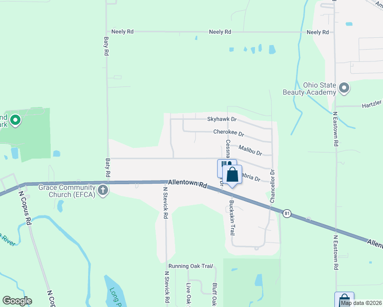 map of restaurants, bars, coffee shops, grocery stores, and more near 2980 Freyer Rd in Elida