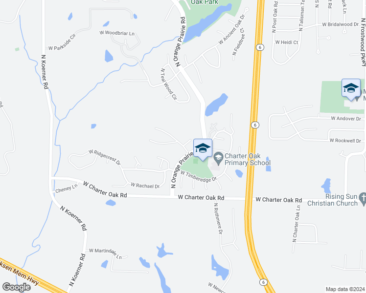 map of restaurants, bars, coffee shops, grocery stores, and more near 5802 Haymeadow Court in Peoria