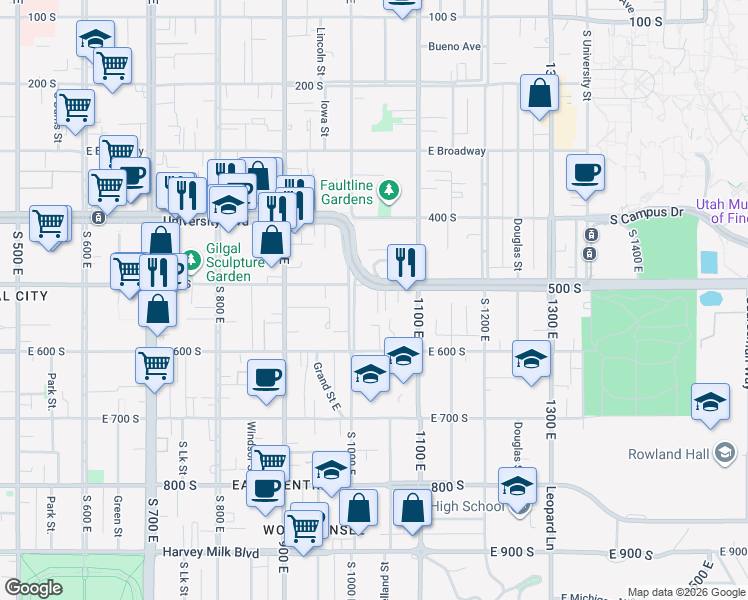 map of restaurants, bars, coffee shops, grocery stores, and more near 514 Koneta Court in Salt Lake City