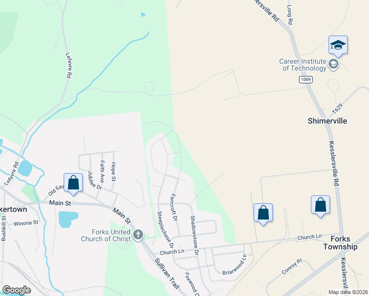 map of restaurants, bars, coffee shops, grocery stores, and more near 4809 Farrcroft Drive in Easton