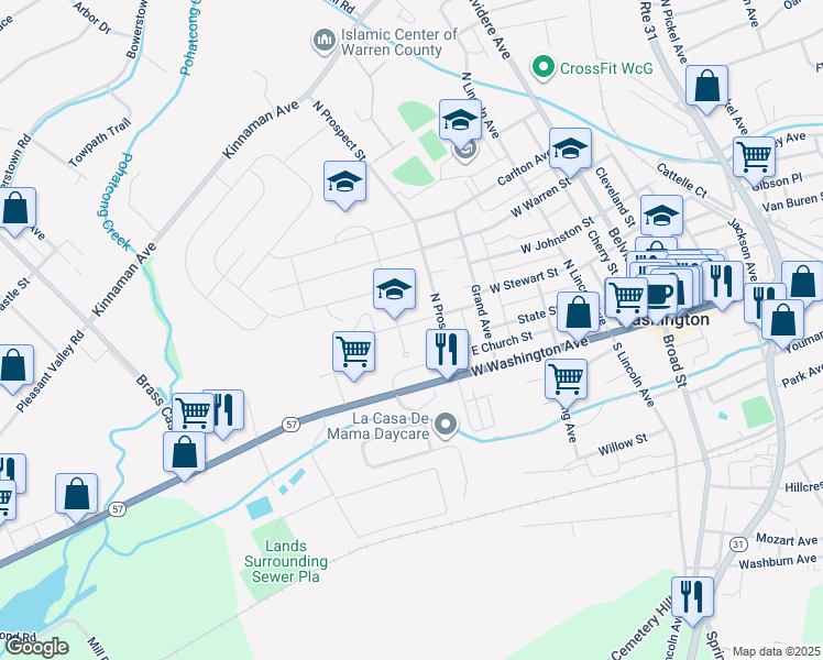 map of restaurants, bars, coffee shops, grocery stores, and more near 207 W Stewart St in Washington