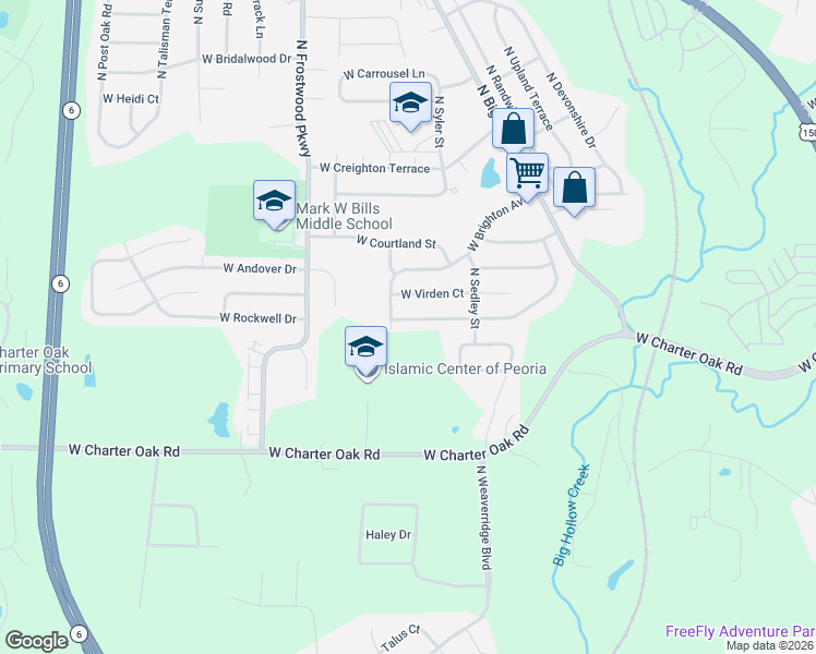 map of restaurants, bars, coffee shops, grocery stores, and more near 4008 West Verner Drive in Peoria