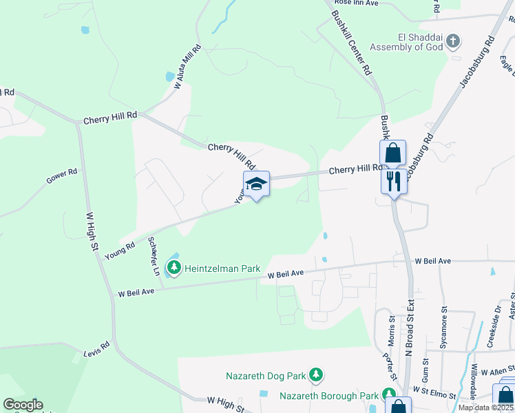 map of restaurants, bars, coffee shops, grocery stores, and more near in Nazareth