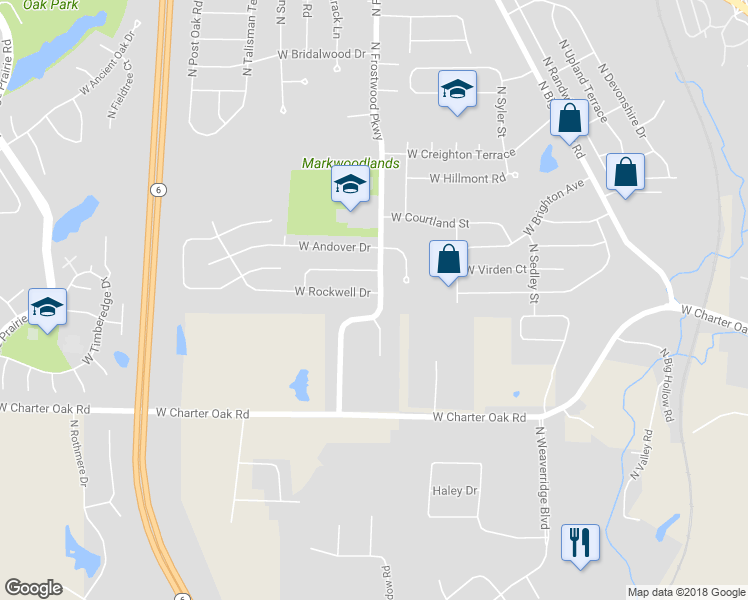 map of restaurants, bars, coffee shops, grocery stores, and more near 4302 West Rockwell Drive in Peoria