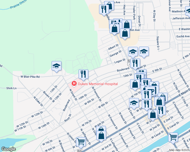 map of restaurants, bars, coffee shops, grocery stores, and more near Boulevard in Peru