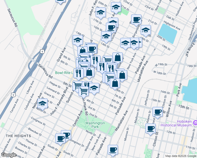 map of restaurants, bars, coffee shops, grocery stores, and more near in Union City