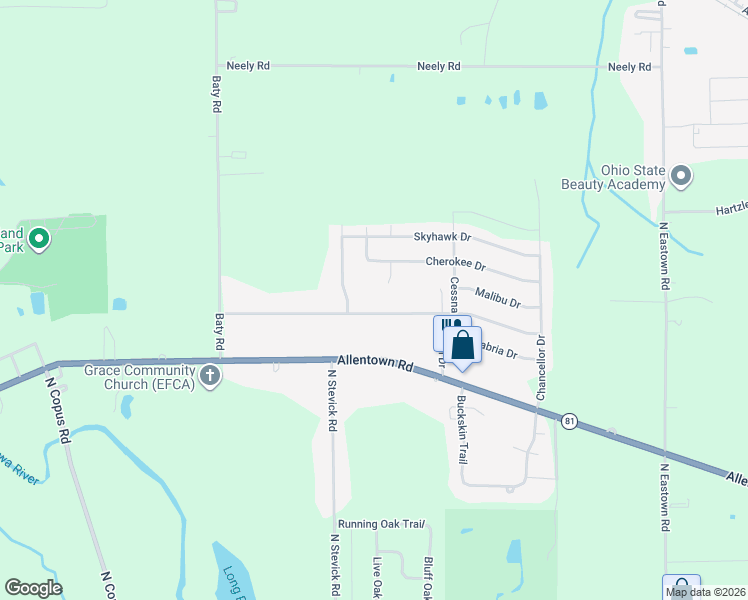 map of restaurants, bars, coffee shops, grocery stores, and more near 2980 Freyer Rd in Elida