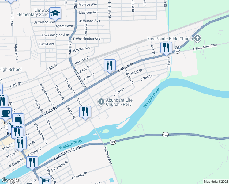 map of restaurants, bars, coffee shops, grocery stores, and more near 380-448 East 2nd Street in Peru