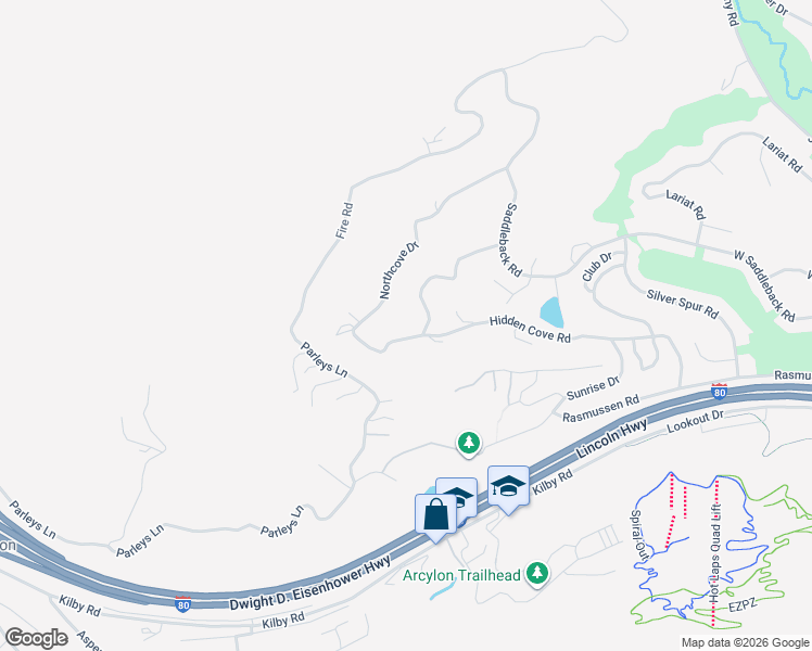 map of restaurants, bars, coffee shops, grocery stores, and more near 4432 Hidden Cove Road in Park City
