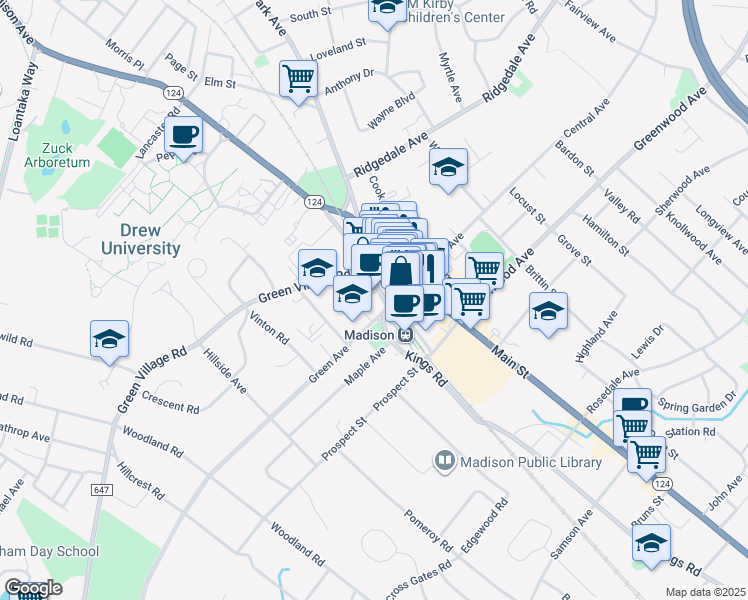 map of restaurants, bars, coffee shops, grocery stores, and more near 41 Kings Road in Madison