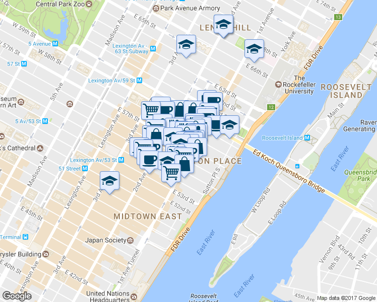 map of restaurants, bars, coffee shops, grocery stores, and more near in New York