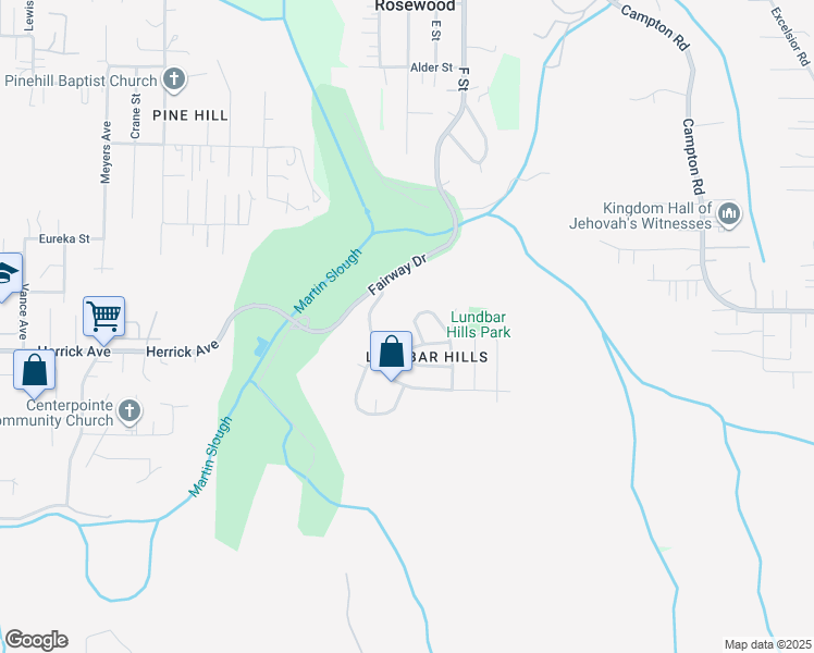 map of restaurants, bars, coffee shops, grocery stores, and more near 4714-4724 Patricia Drive in Eureka