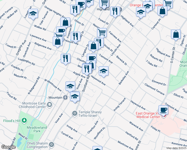 map of restaurants, bars, coffee shops, grocery stores, and more near 671 Lincoln Avenue in City of Orange
