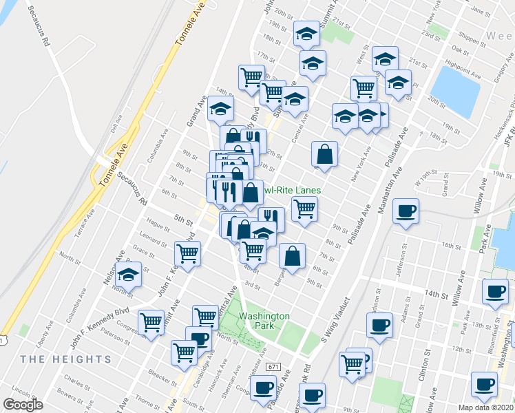map of restaurants, bars, coffee shops, grocery stores, and more near in Union City