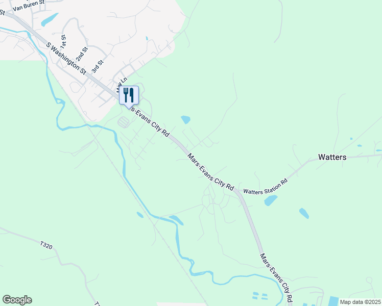 map of restaurants, bars, coffee shops, grocery stores, and more near 1526 Mars-Evans City Road in Evans City