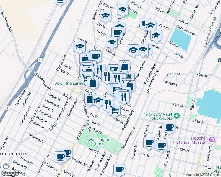 map of restaurants, bars, coffee shops, grocery stores, and more near 808 West Street in Union City