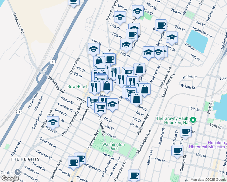 map of restaurants, bars, coffee shops, grocery stores, and more near in Union City