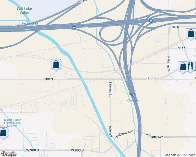 map of restaurants, bars, coffee shops, grocery stores, and more near 2499 West 500 South in Salt Lake City