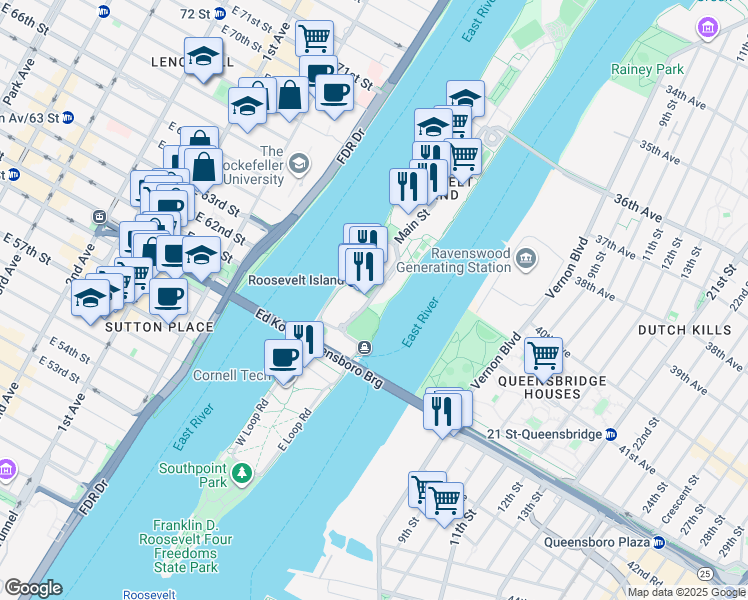 map of restaurants, bars, coffee shops, grocery stores, and more near 430 Main Street in New York