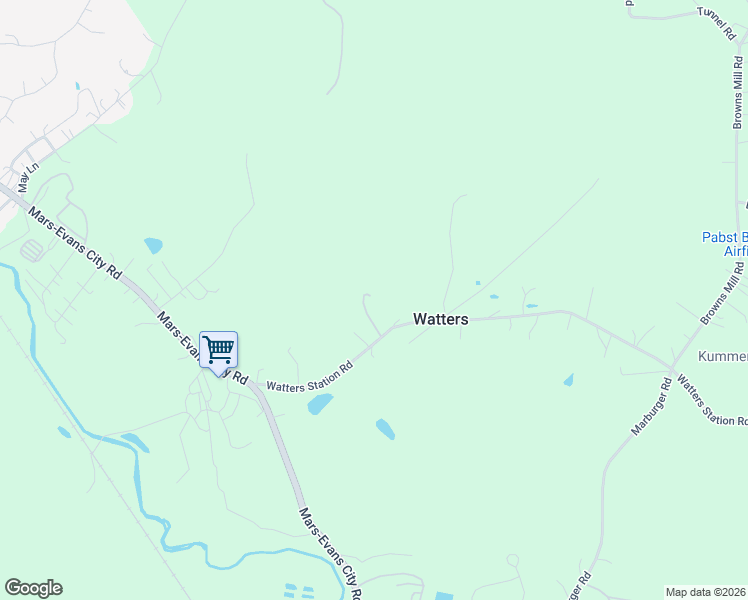 map of restaurants, bars, coffee shops, grocery stores, and more near 135 Watters Station Road in Evans City