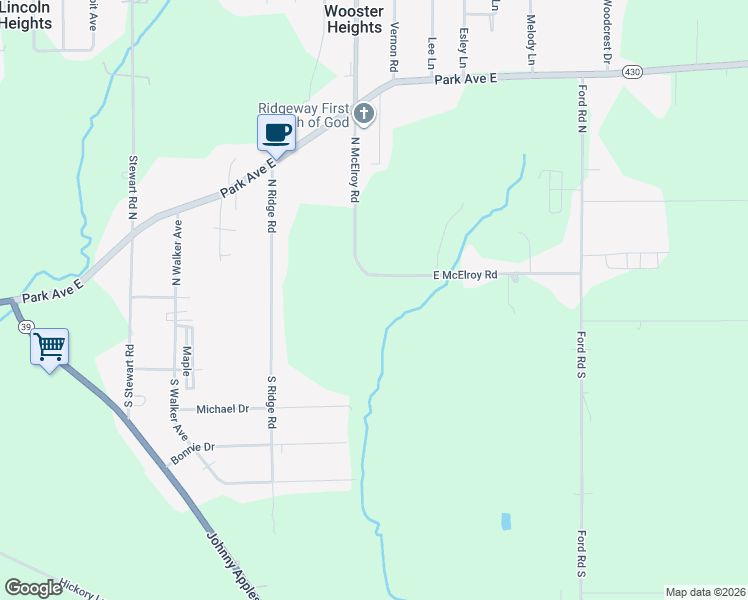 map of restaurants, bars, coffee shops, grocery stores, and more near 1408 East McElroy Road in Mansfield