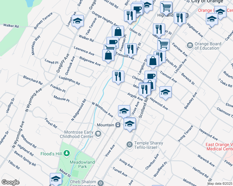 map of restaurants, bars, coffee shops, grocery stores, and more near 745 McLaughlin Place in City of Orange