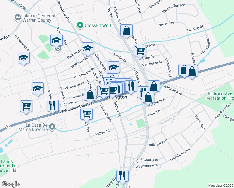 map of restaurants, bars, coffee shops, grocery stores, and more near in Washington