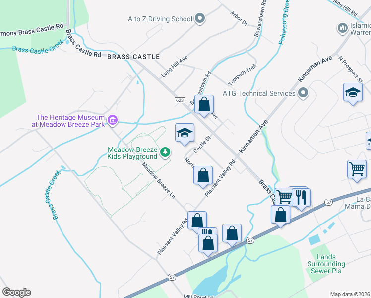 map of restaurants, bars, coffee shops, grocery stores, and more near 16 Castle Street in Washington