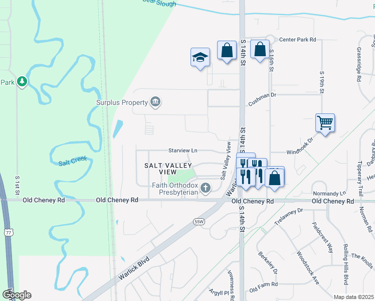 map of restaurants, bars, coffee shops, grocery stores, and more near 5400 Wyman Avenue in Lincoln