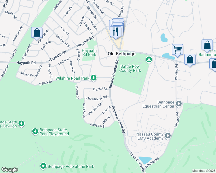 map of restaurants, bars, coffee shops, grocery stores, and more near 896 Round Swamp Road in Old Bethpage
