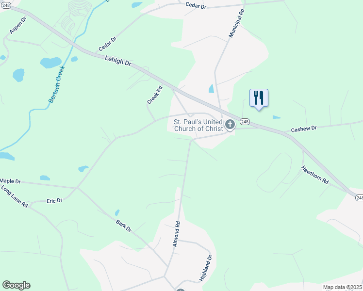 map of restaurants, bars, coffee shops, grocery stores, and more near 775 Almond Road in Walnutport