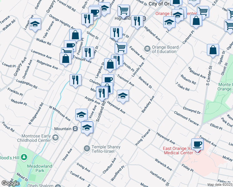 map of restaurants, bars, coffee shops, grocery stores, and more near 462 Laurel Street in City of Orange