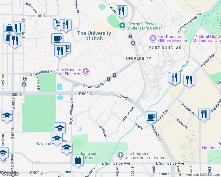 map of restaurants, bars, coffee shops, grocery stores, and more near in Salt Lake City