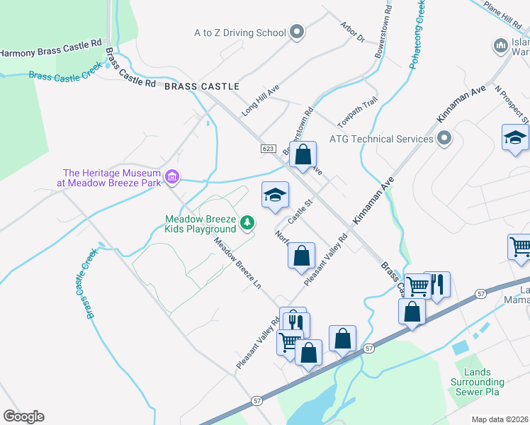 map of restaurants, bars, coffee shops, grocery stores, and more near 16 Castle Street in Washington