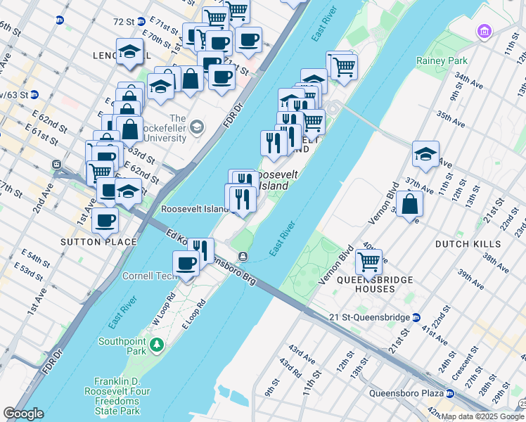 map of restaurants, bars, coffee shops, grocery stores, and more near 460 Main Street in New York