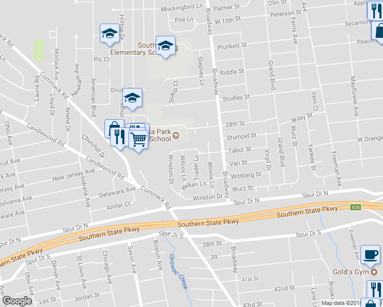 map of restaurants, bars, coffee shops, grocery stores, and more near 82 Tabor Street in Brentwood