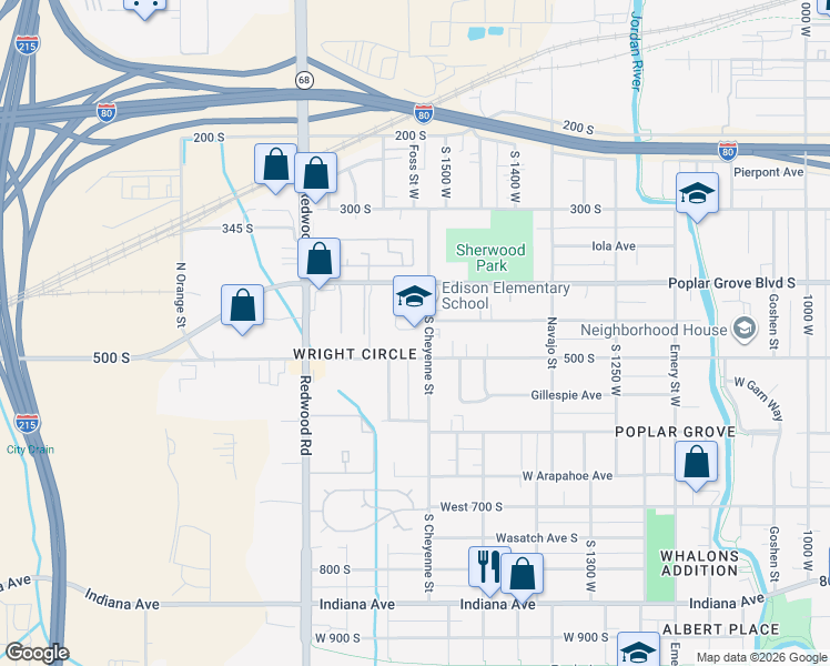 map of restaurants, bars, coffee shops, grocery stores, and more near 453 South Cheyenne Street in Salt Lake City