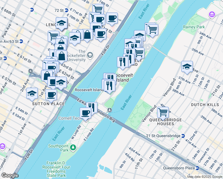 map of restaurants, bars, coffee shops, grocery stores, and more near 459 Main Street in New York