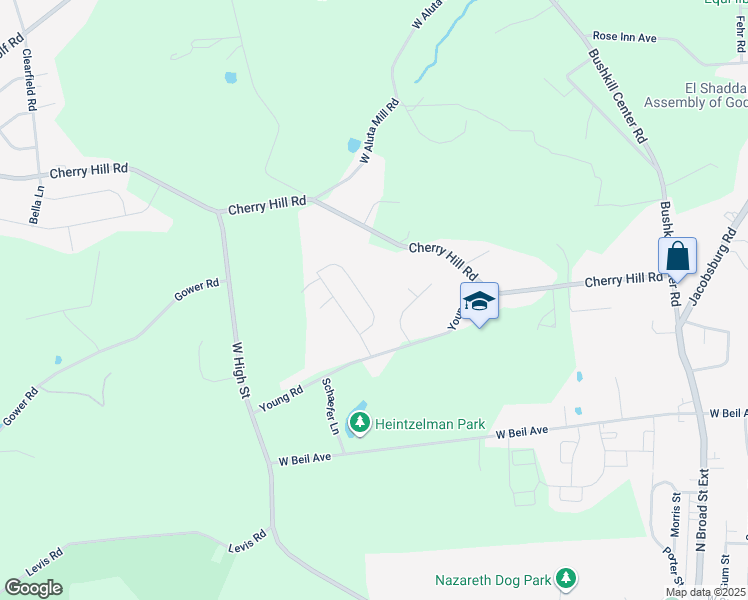 map of restaurants, bars, coffee shops, grocery stores, and more near 454 Jill Drive in Nazareth