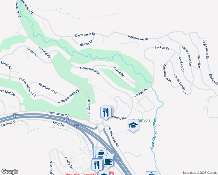 map of restaurants, bars, coffee shops, grocery stores, and more near 3161 Homestead Road in Park City