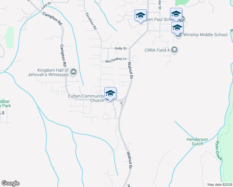 map of restaurants, bars, coffee shops, grocery stores, and more near 2139 Campton Road in Eureka