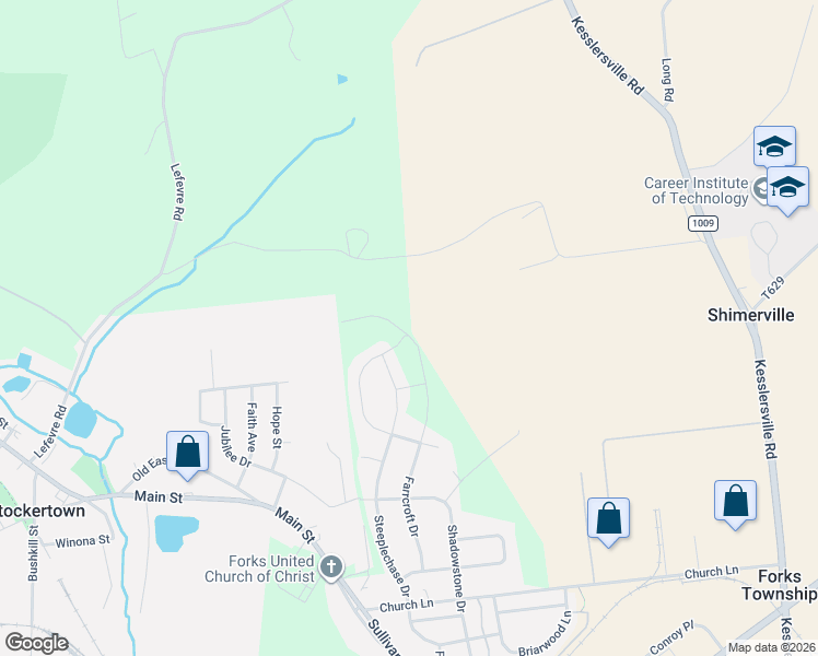 map of restaurants, bars, coffee shops, grocery stores, and more near 4869 Farrcroft Drive in Easton