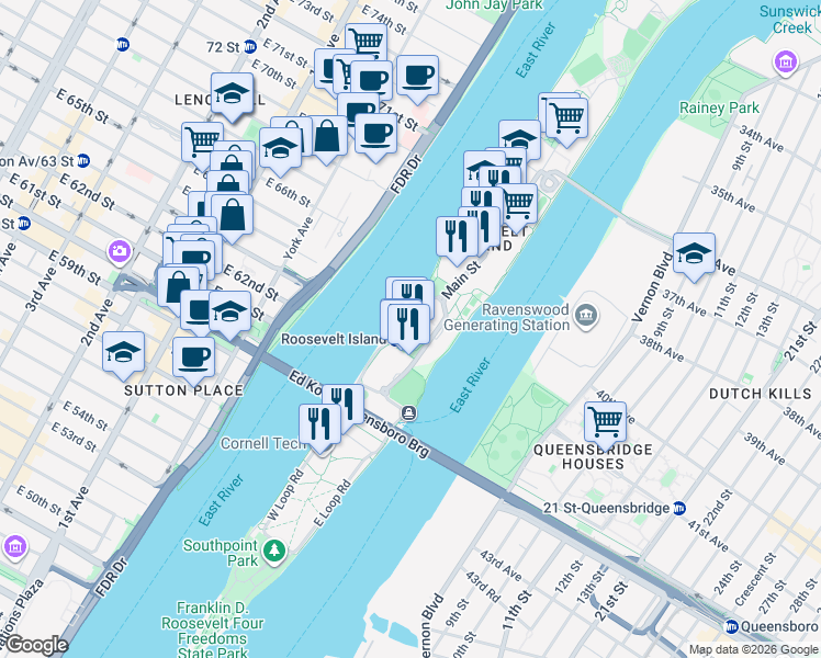 map of restaurants, bars, coffee shops, grocery stores, and more near 459 Main Street in New York