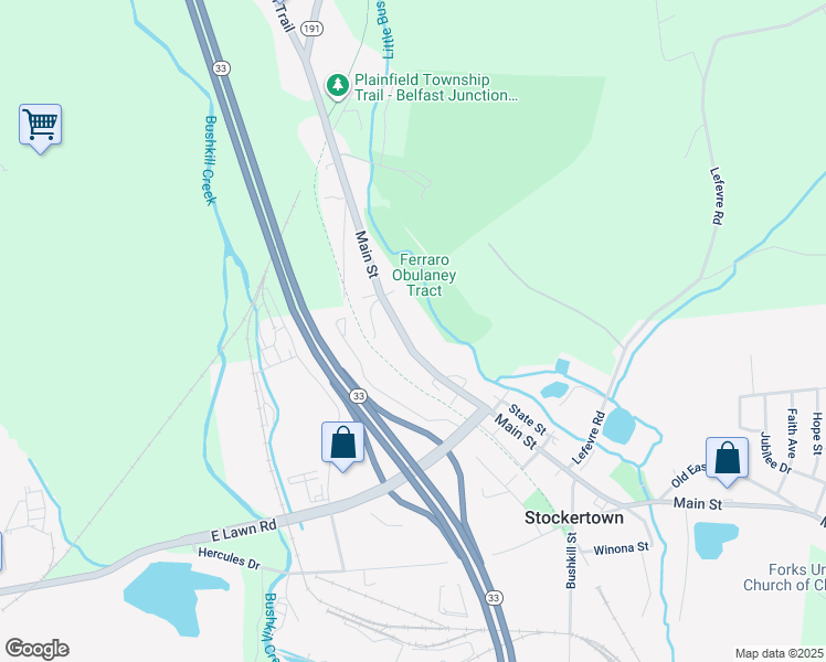 map of restaurants, bars, coffee shops, grocery stores, and more near 513 Main St in Easton