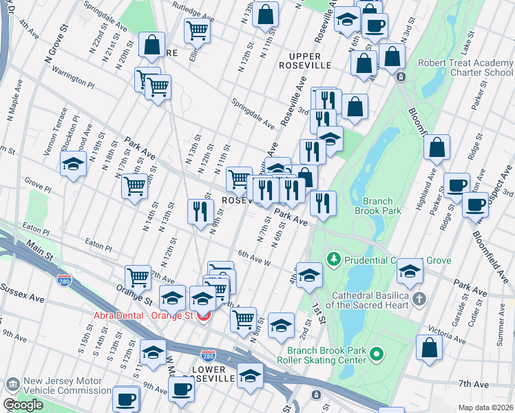 map of restaurants, bars, coffee shops, grocery stores, and more near in Newark