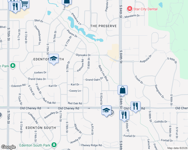 map of restaurants, bars, coffee shops, grocery stores, and more near 5311 Drew Place in Lincoln