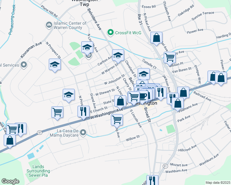 map of restaurants, bars, coffee shops, grocery stores, and more near 51 West Stewart Street in Washington