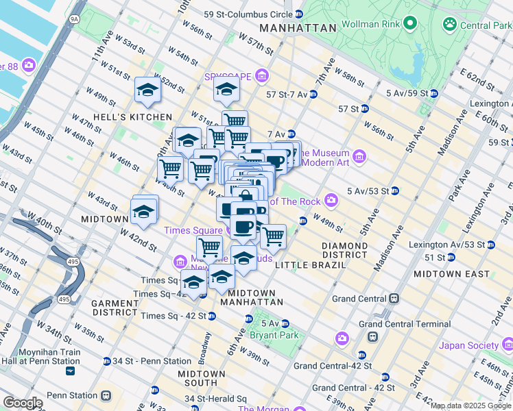 map of restaurants, bars, coffee shops, grocery stores, and more near in 